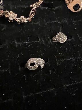 Sterling Silver Open Knot Diamond Ring sz 6